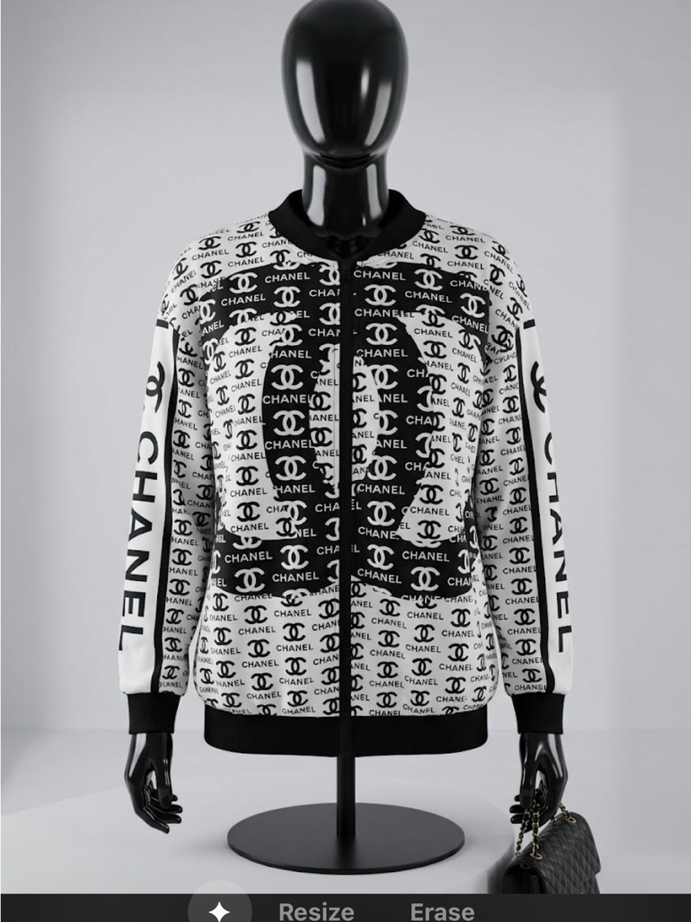 Plus Size Brand New light Black & White Logo Zip-Up Jacket